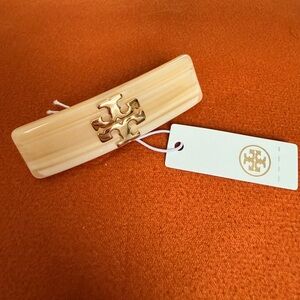 Tory Burch Cream Hair Clip with Gold Accent